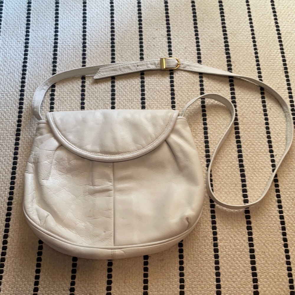 White leather handbag